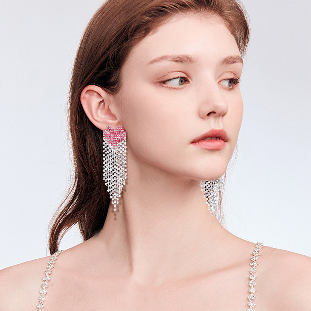 Sterling Silver Pink CZ Heart Drop Earrings – VOYLLA